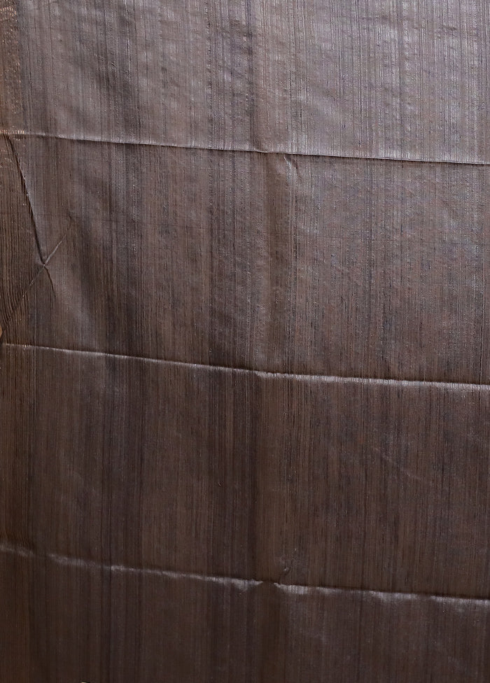 Grey Handloom Matka Pure Silk Saree With Blouse Piece