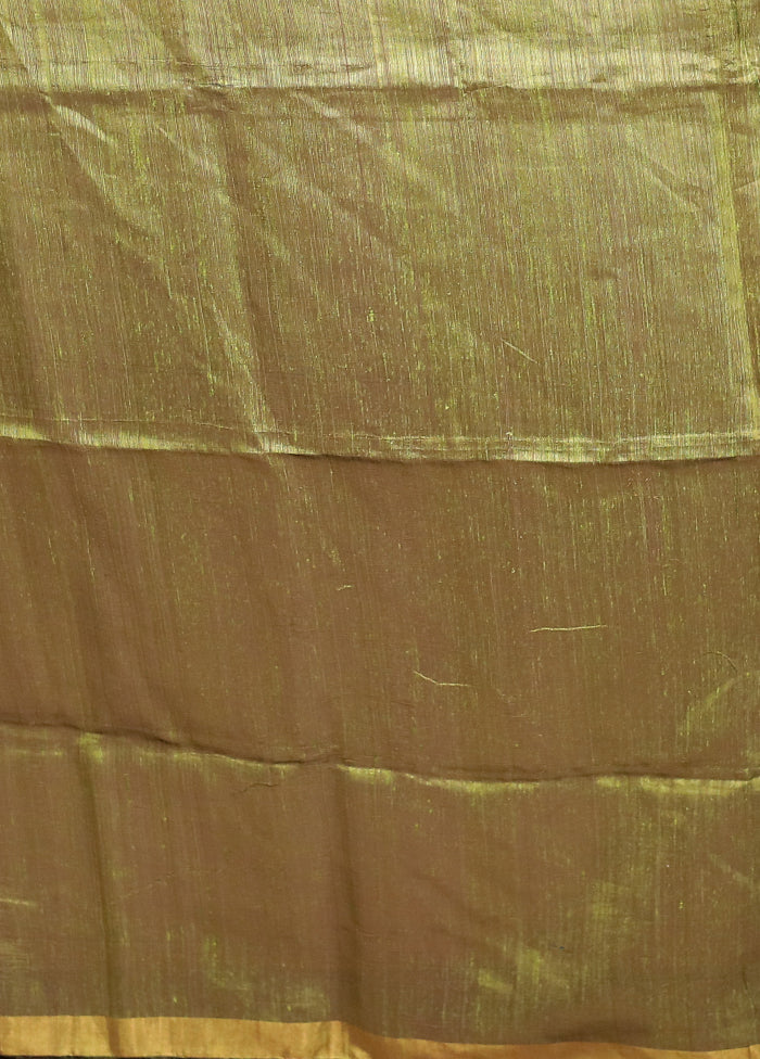 Green Handloom Matka Pure Silk Saree With Blouse Piece