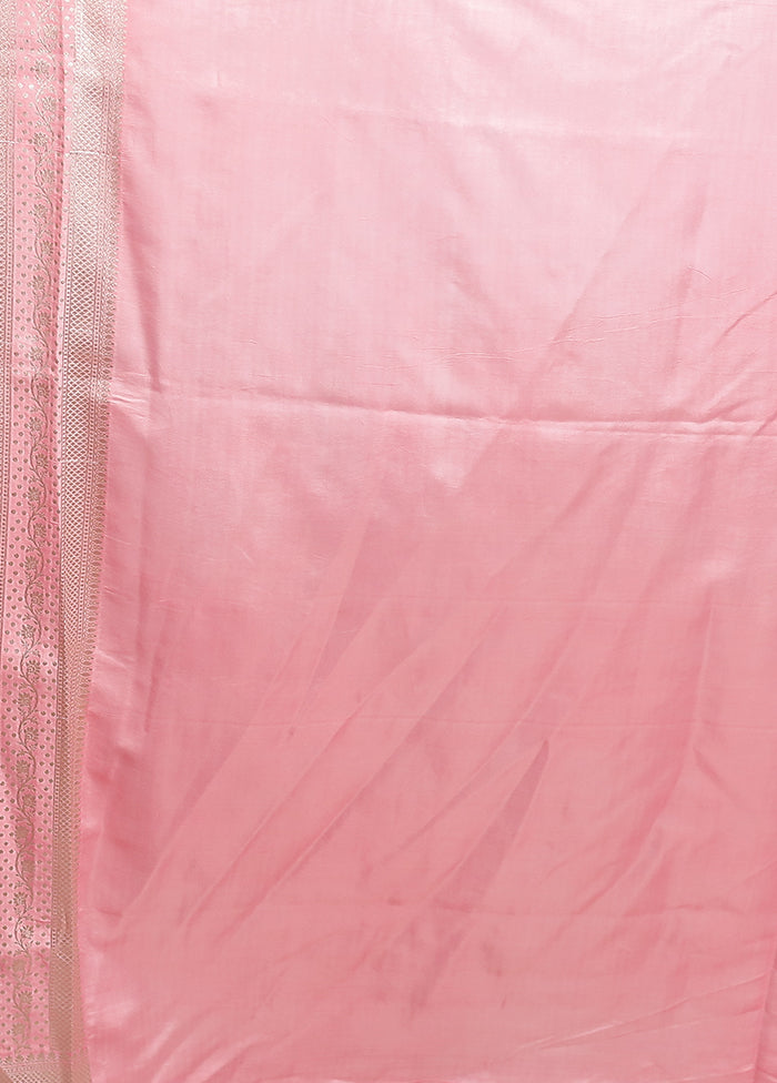 Peach Banarasi Silk Saree With Blouse Piece