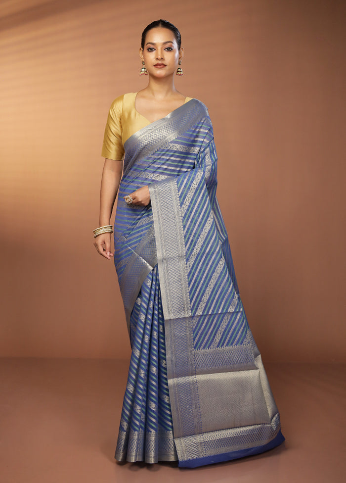 Multicolor Kora Silk Saree With Blouse Piece