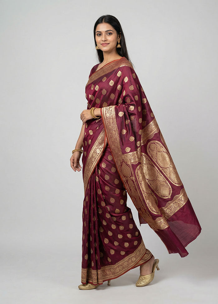 Red Banarasi Silk Saree With Blouse Piece