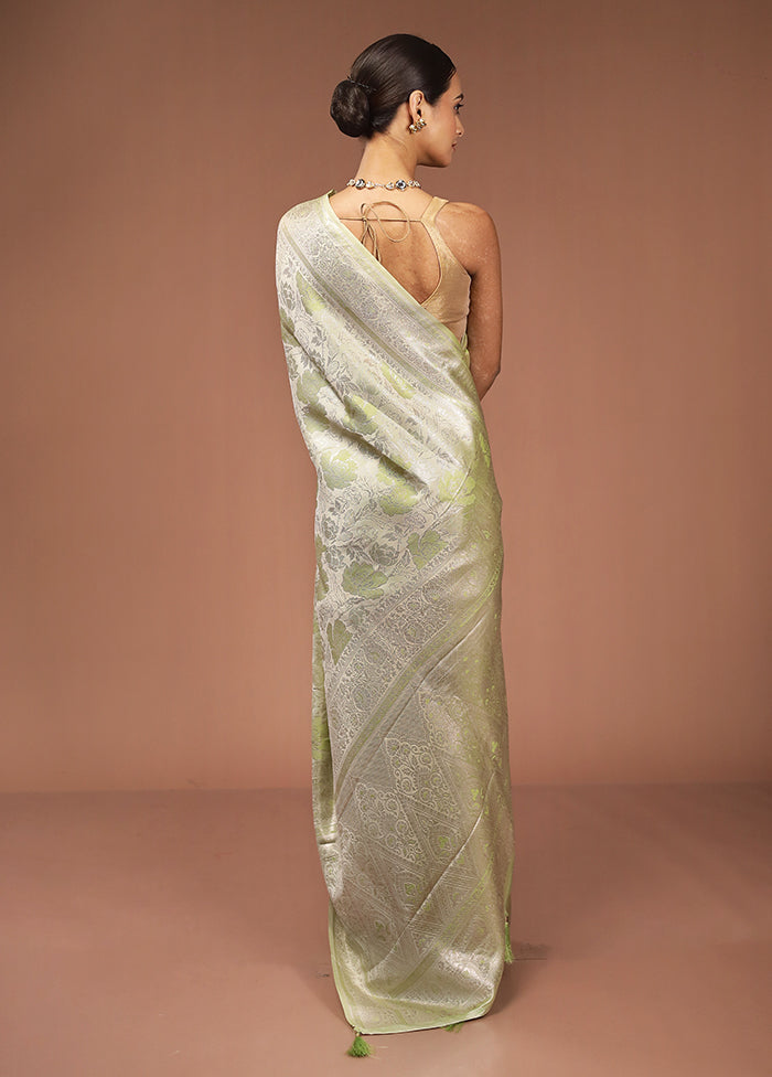 Green Dupion Silk Saree With Blouse Piece