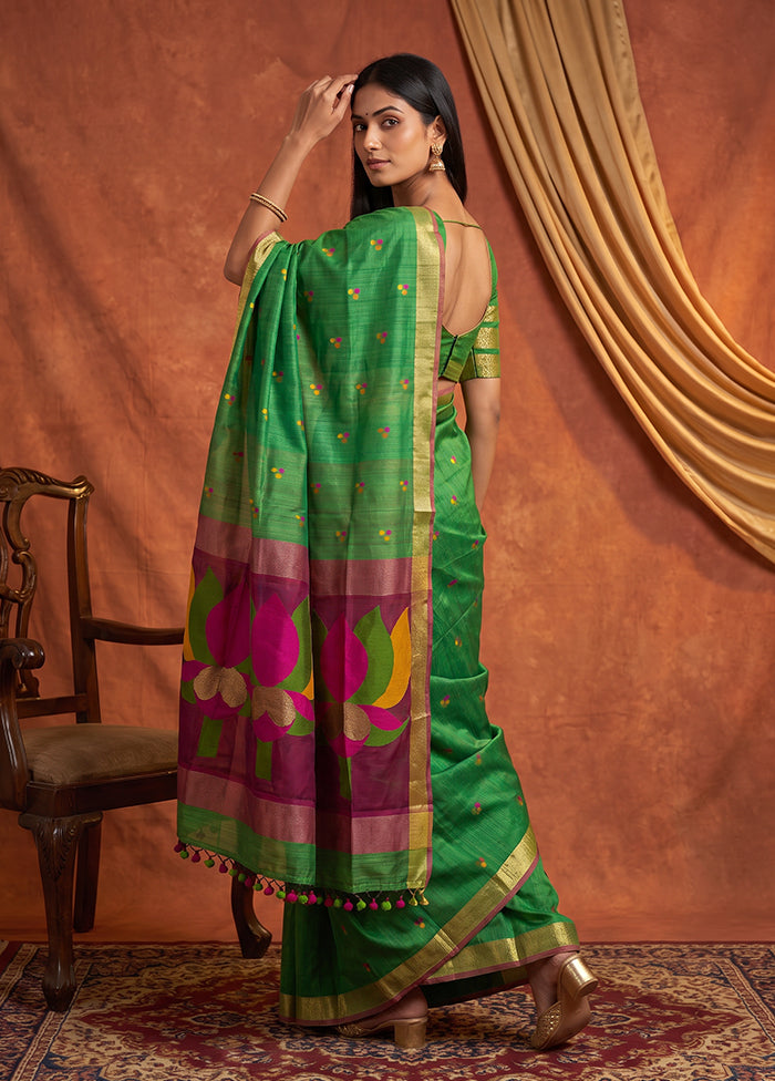 Multicolor Matka Silk Saree With Blouse Piece