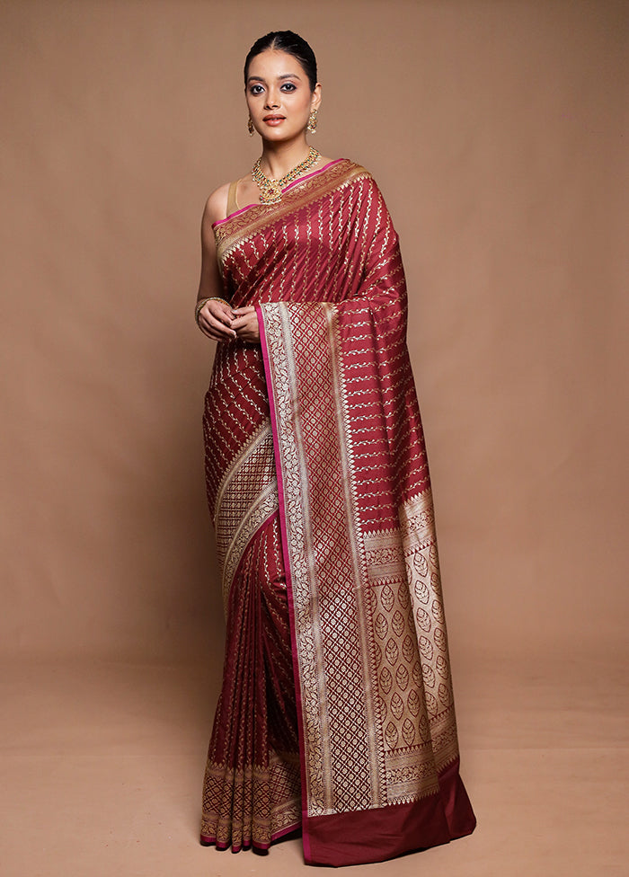Maroon Katan Silk Saree With Blouse Piece
