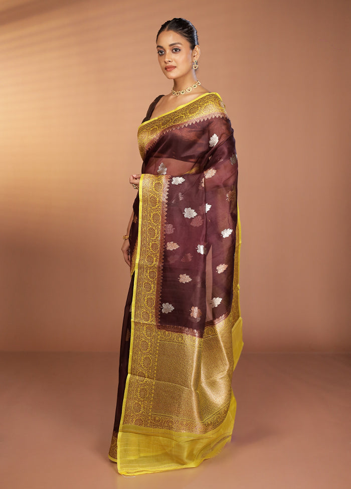 Purple Handloom Kora Pure Silk Saree With Blouse Piece