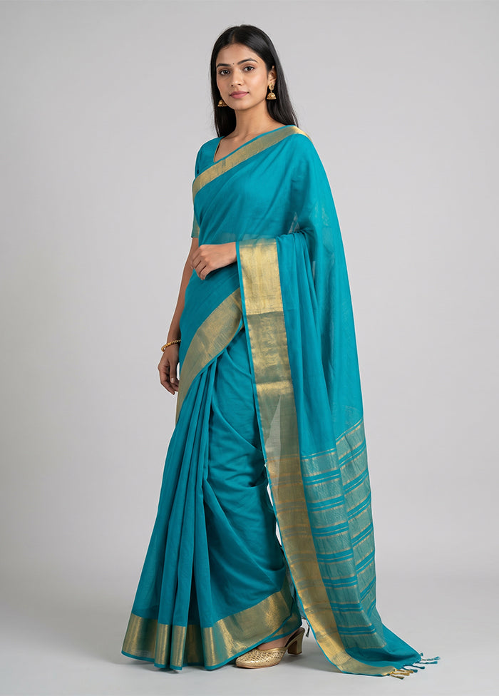 Green Chiffon Silk Saree With Blouse Piece