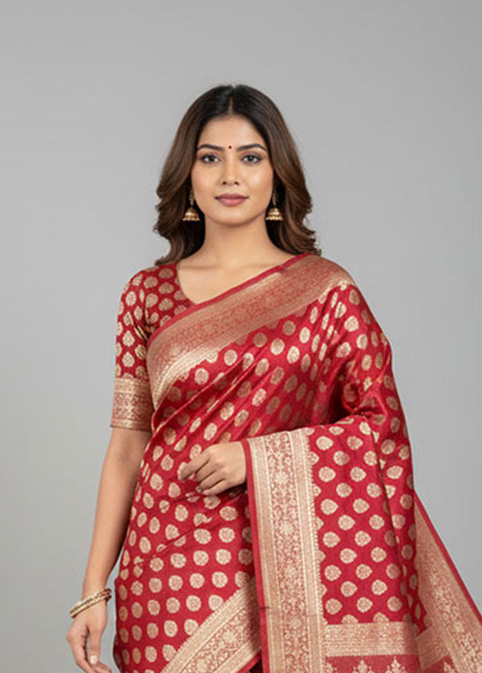 Pink Banarasi Silk Saree With Blouse Piece
