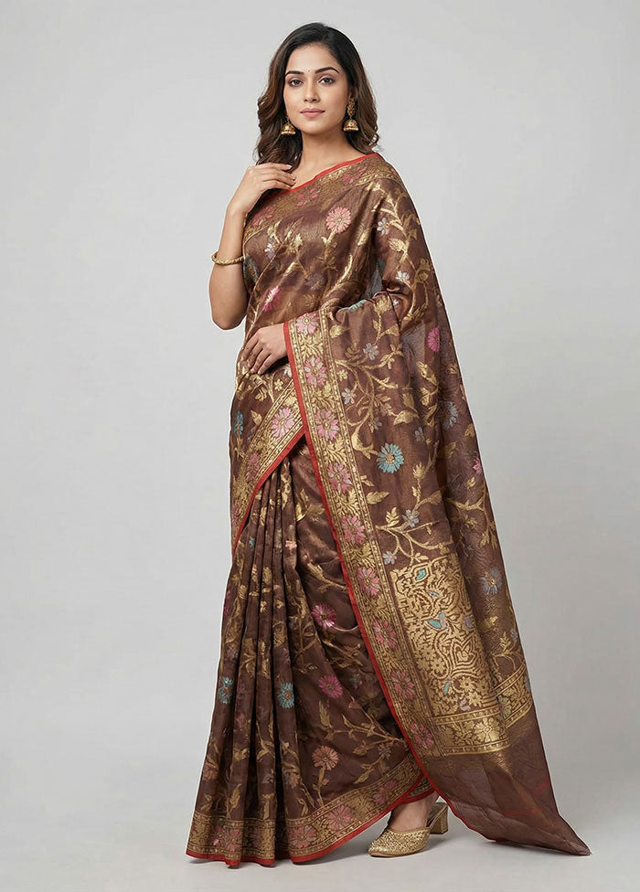Blue Organza Saree With Blouse Piece