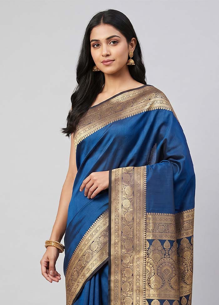 Multicolor Banarasi Silk Saree With Blouse Piece