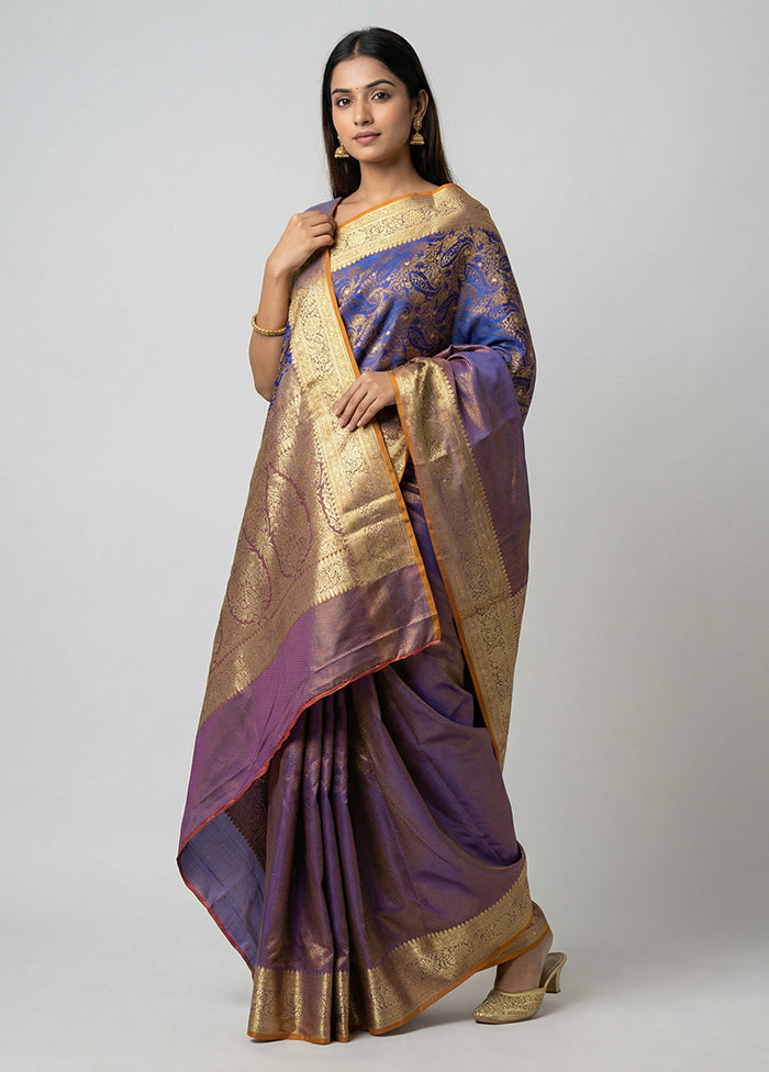 Purple Tanchoi Silk Saree With Blouse Piece