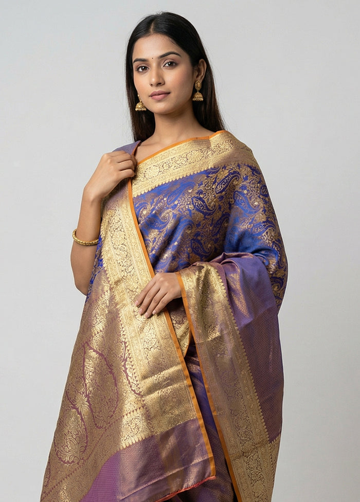 Purple Tanchoi Silk Saree With Blouse Piece