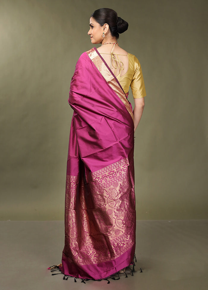 Purple Kanjivaram Silk Saree With Blouse Piece