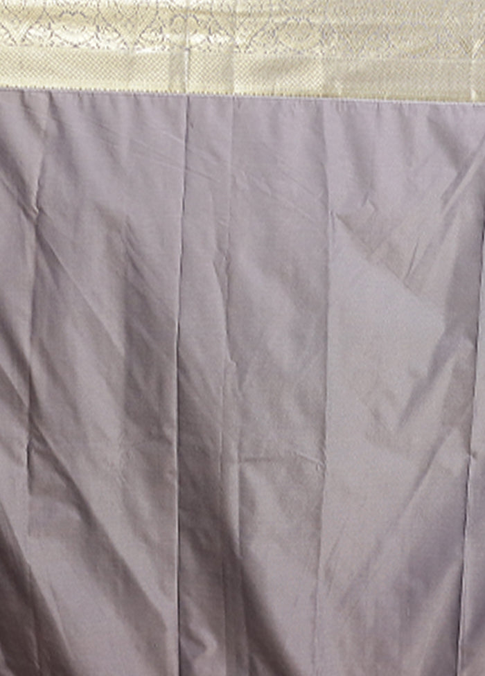 Grey Kanjivaram Silk Saree With Blouse Piece
