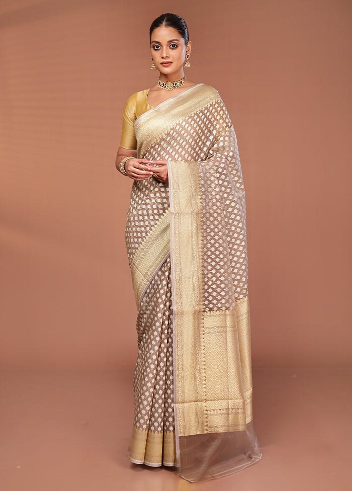 Grey Pure Cotton Saree With Blouse Piece