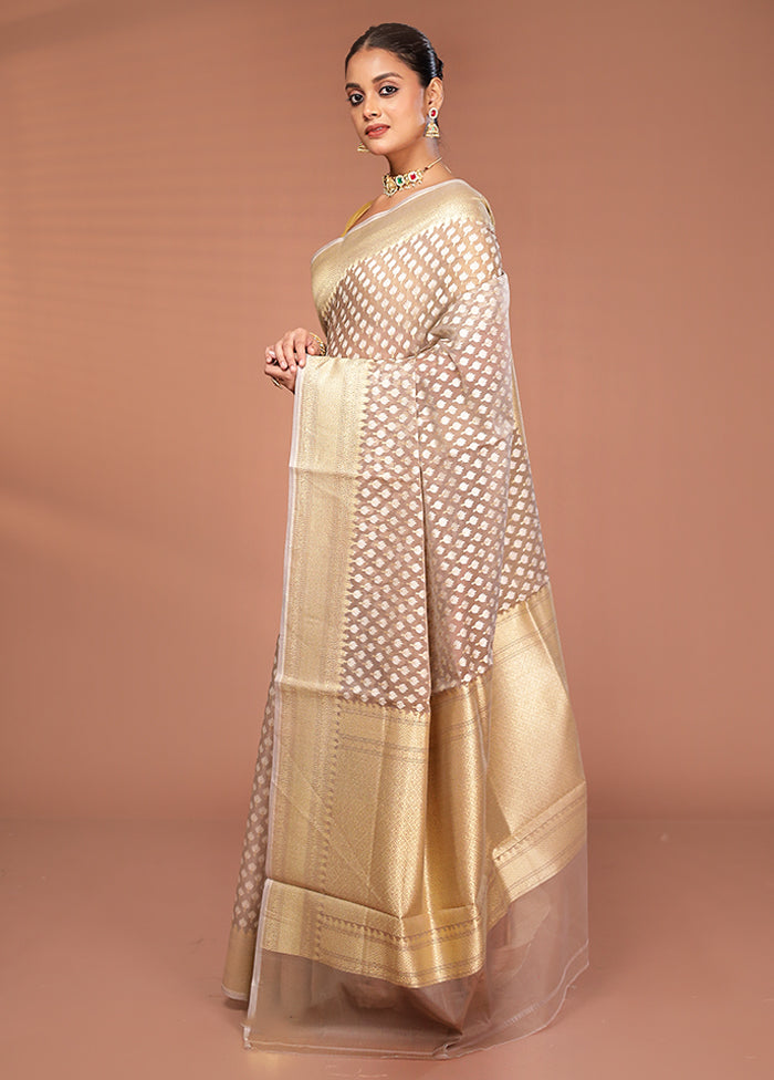 Grey Pure Cotton Saree With Blouse Piece