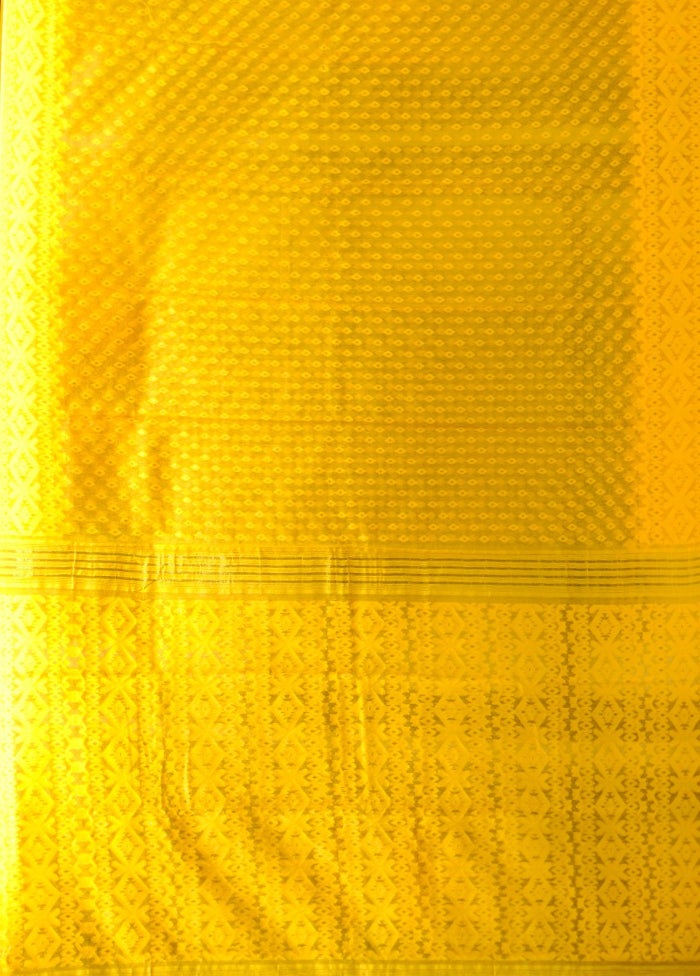 Yellow Jamdani Cotton Saree Without Blouse Piece