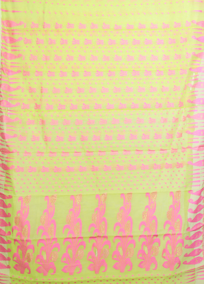 Green Jamdani Cotton Saree Without Blouse Piece