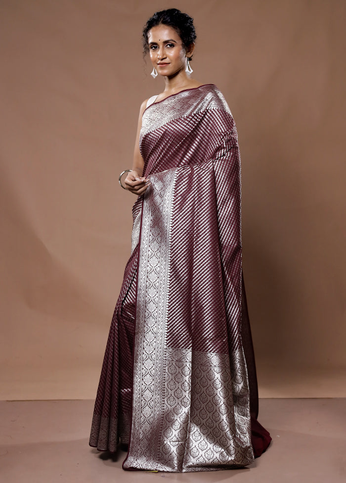 Maroon Uppada Silk Saree With Blouse Piece - Indian Silk House Agencies