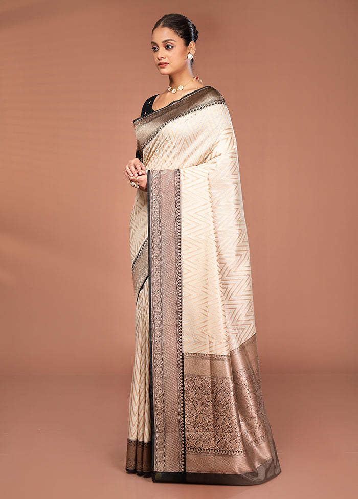Cream Tissue Silk Saree With Blouse Piece