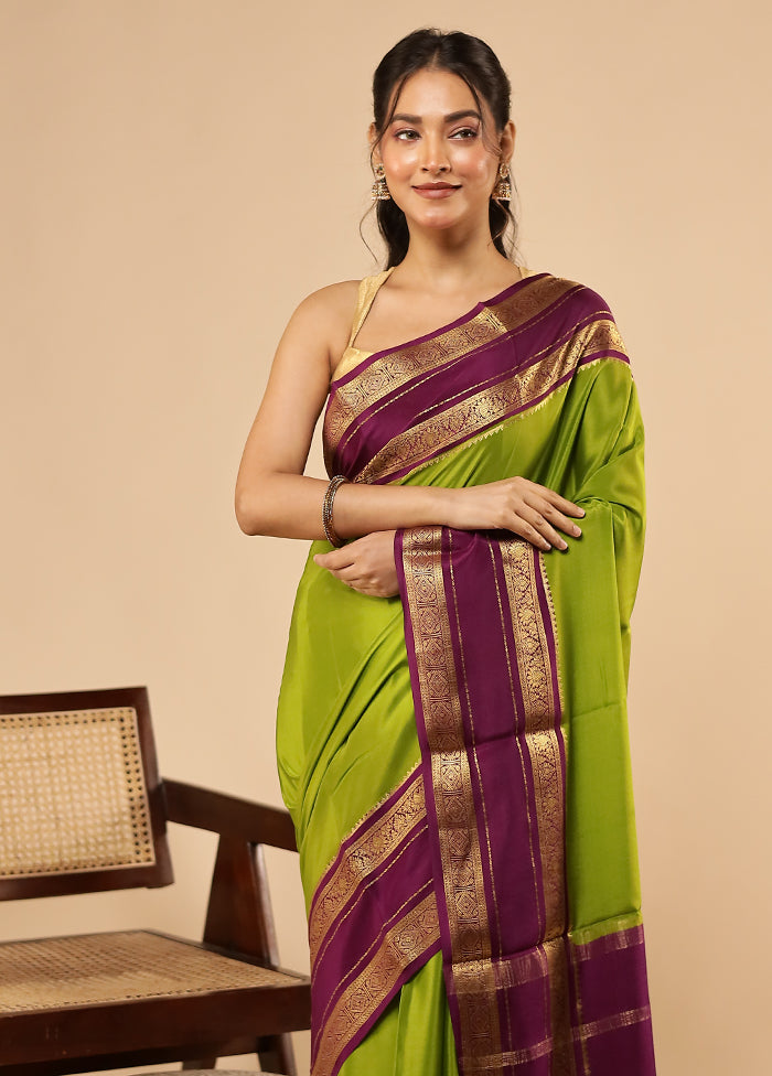 Green Printed Pure Silk Saree Without Blouse Piece