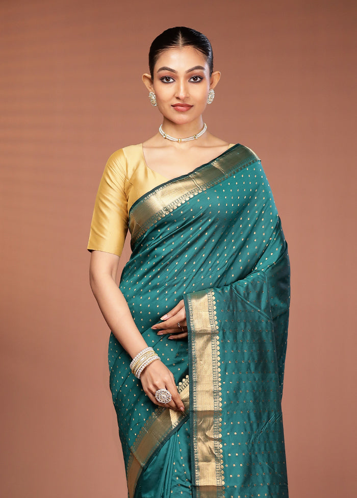 Green Kanjivaram Silk Saree With Blouse Piece