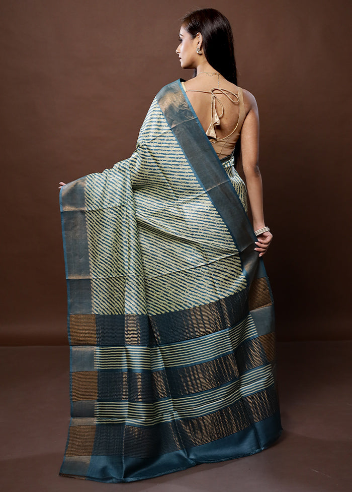 Green Tussar Silk Saree With Blouse Piece - Indian Silk House Agencies