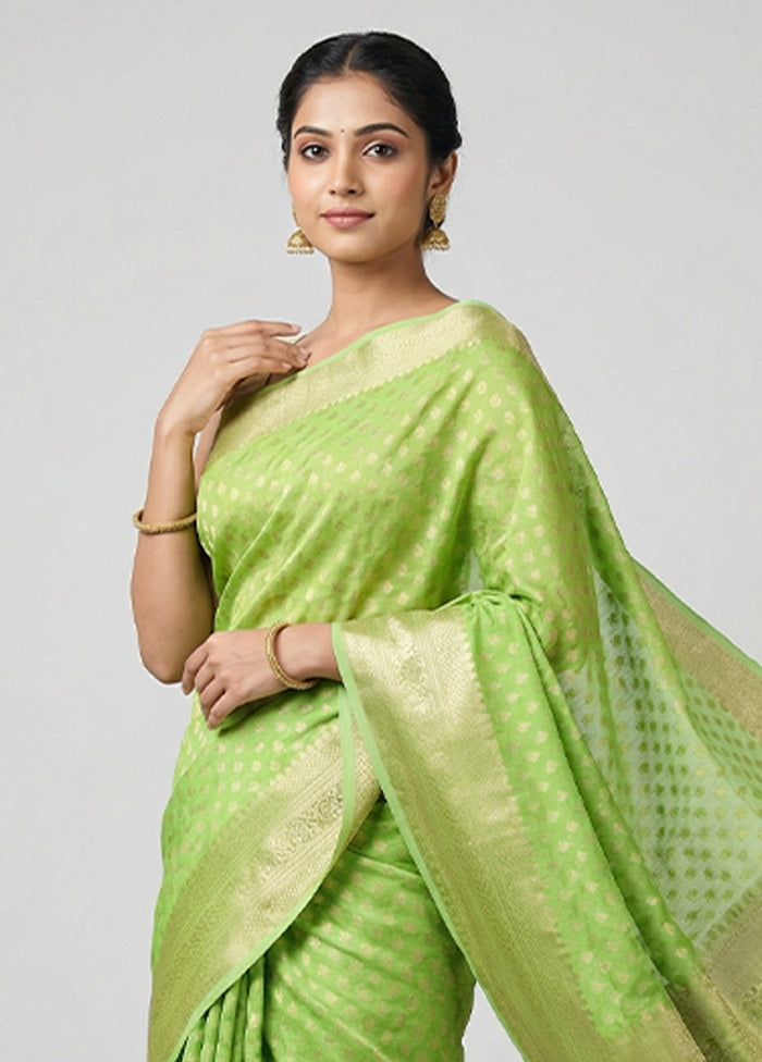 Yellow Kora Silk Saree With Blouse Piece