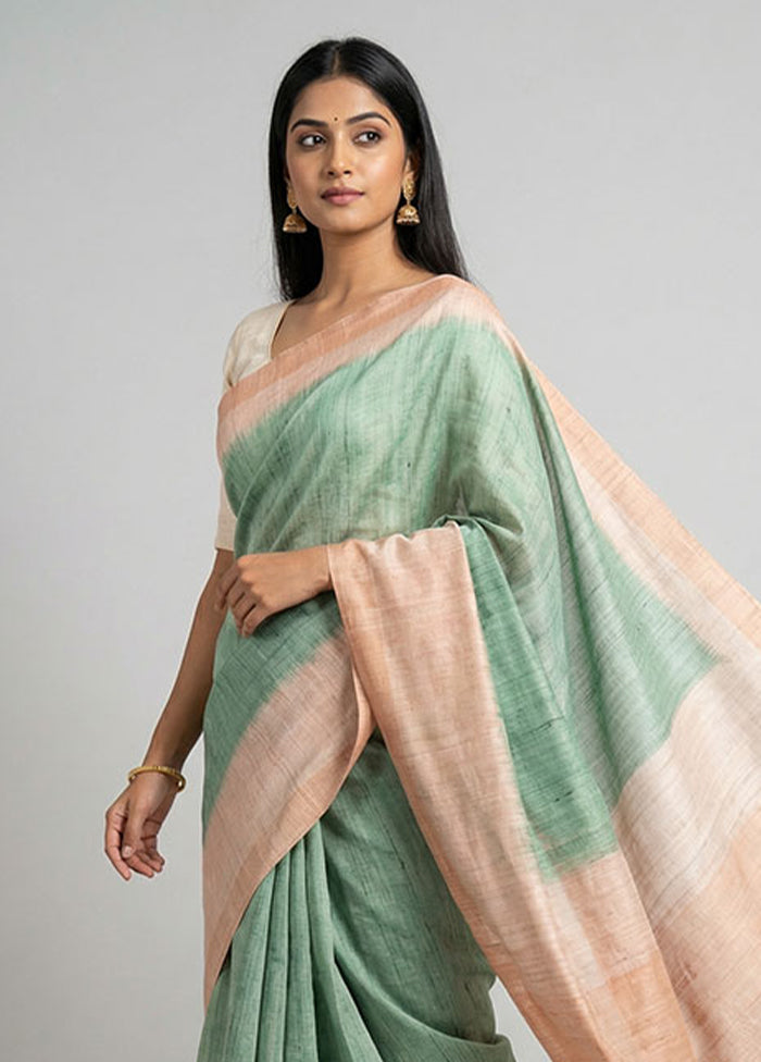 Multicolor Tussar Silk Saree With Blouse Piece