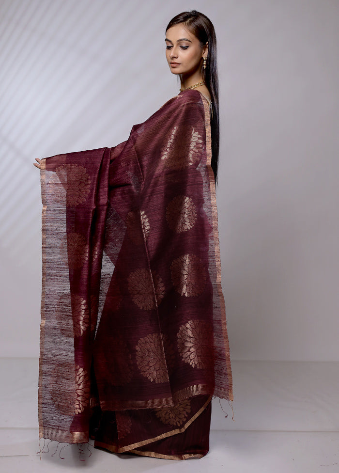 Purple Handloom Matka Pure Silk Saree With Blouse Piece - Indian Silk House Agencies