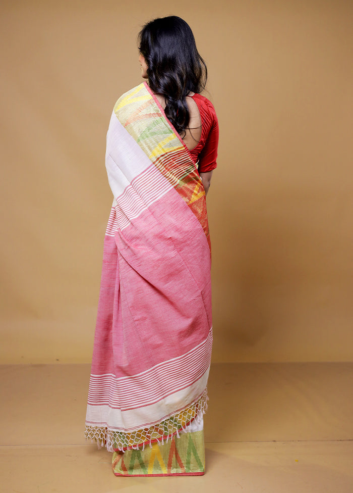 White Cotton Saree With Blouse Piece