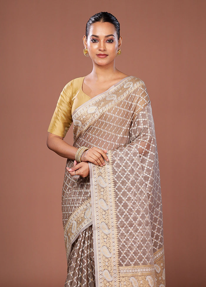 Multicolor Kora Silk Saree With Blouse Piece