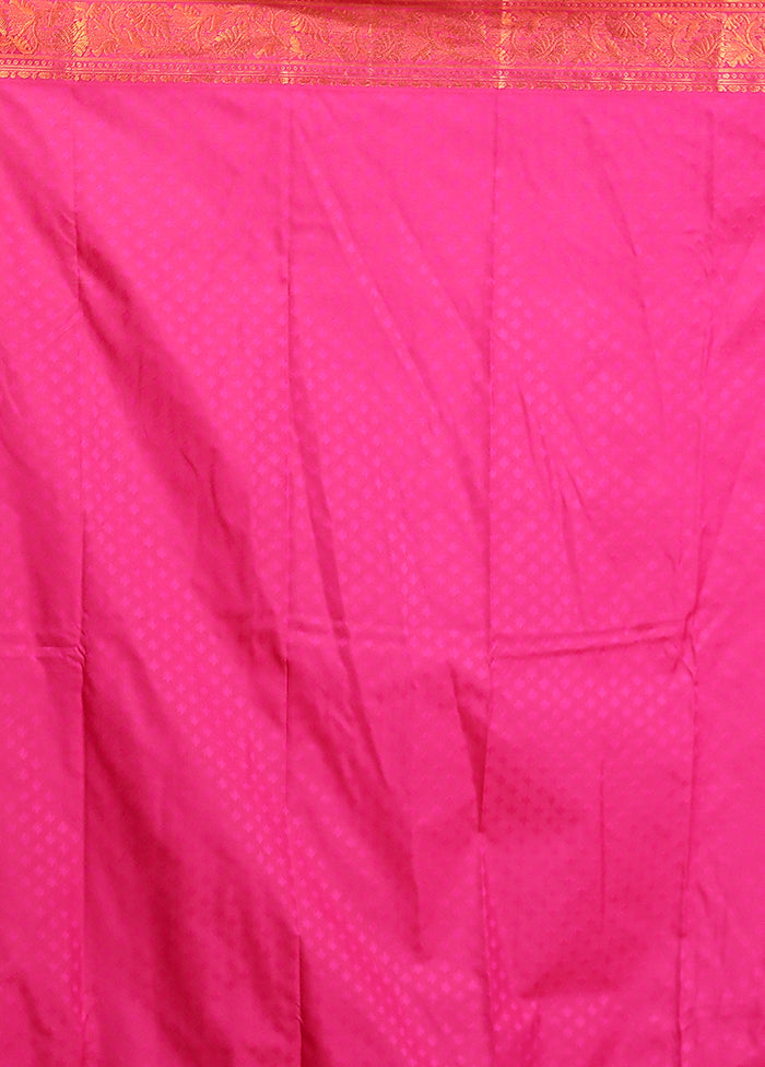 Pink Kanjivaram Silk Saree With Blouse Piece