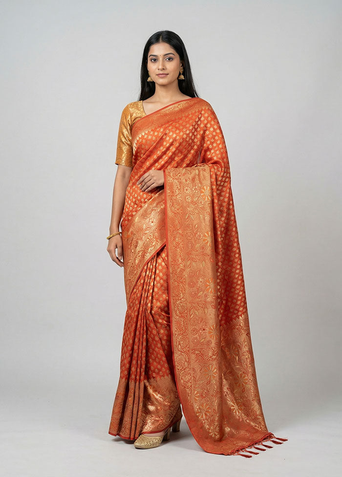 Red Dupion Silk Saree With Blouse Piece