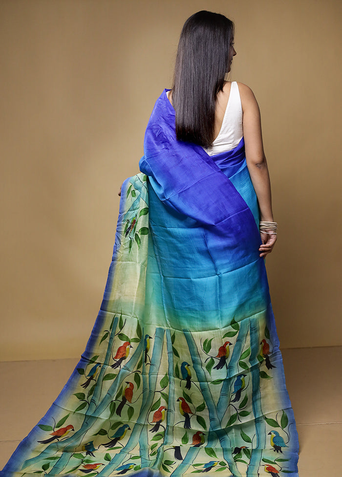 Multicolor Printed Silk Saree With Blouse Piece