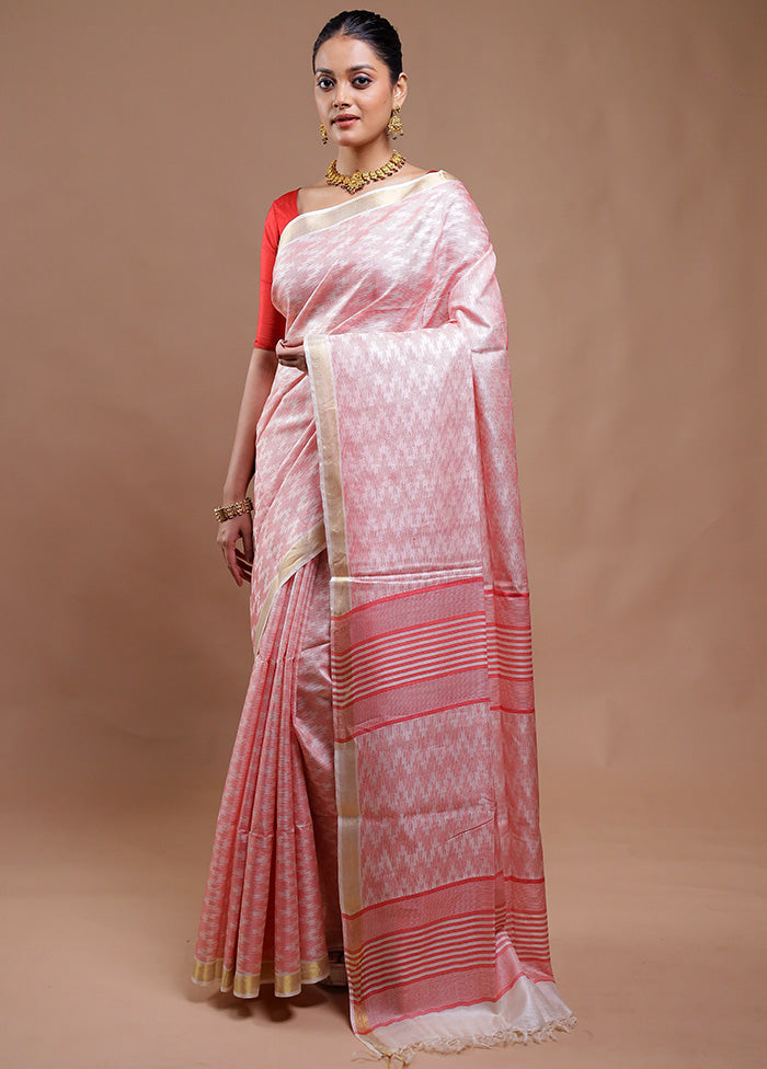 Cream Tussar Silk Saree With Blouse Piece