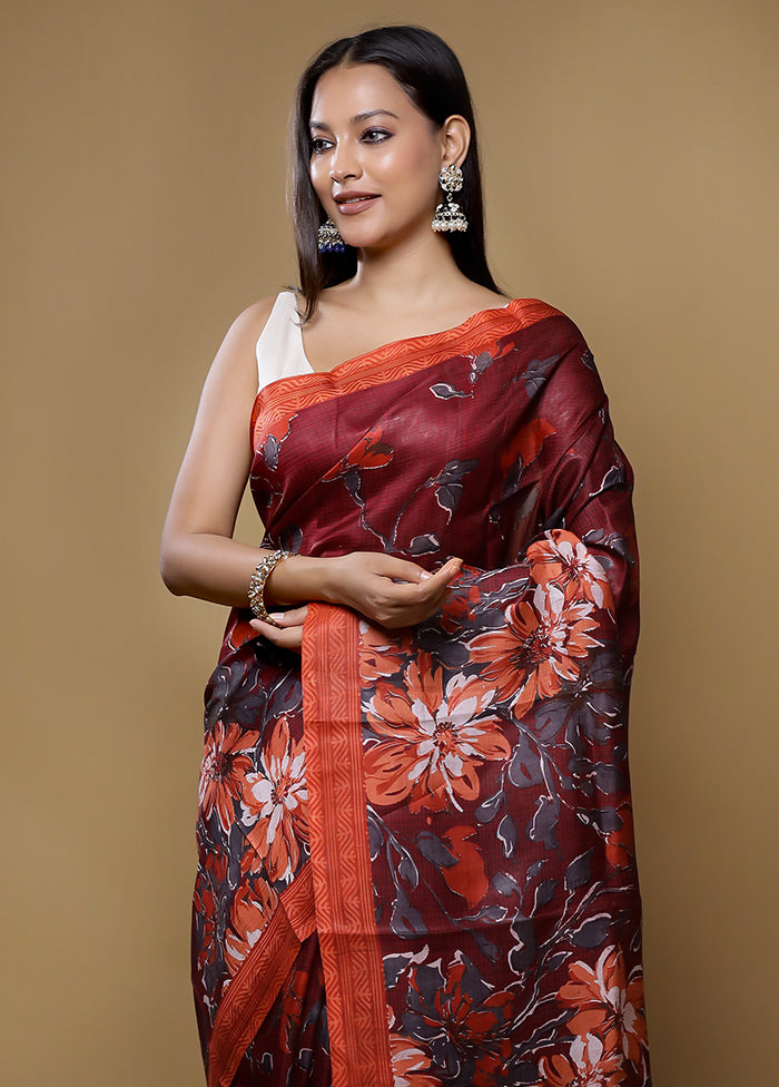 Multicolor Printed Silk Saree Without Blouse Piece