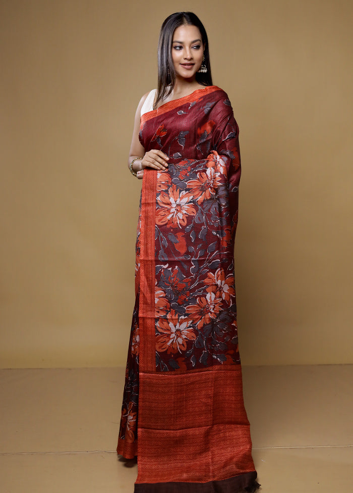 Multicolor Printed Silk Saree Without Blouse Piece