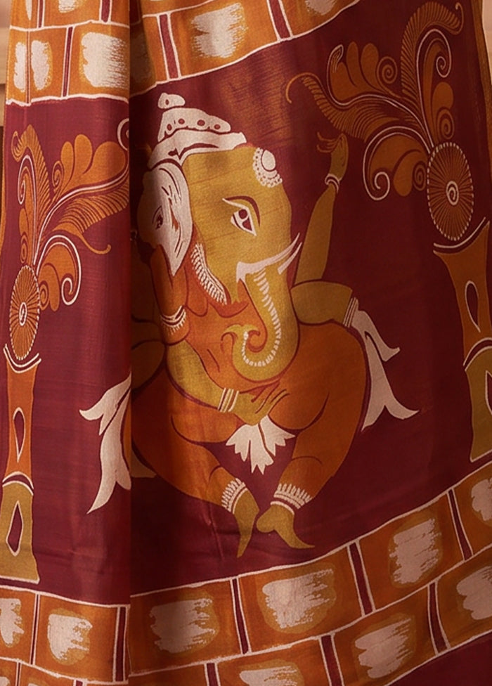 Grey Printed Pure Silk Saree Without Blouse Piece