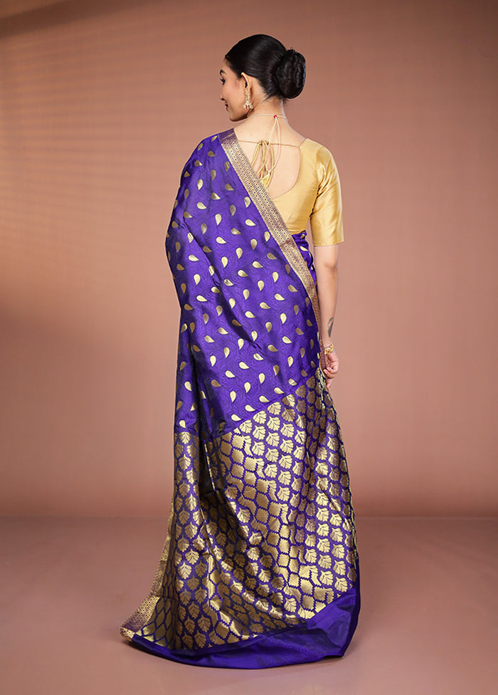 Blue Kanjivaram Silk Saree With Blouse Piece