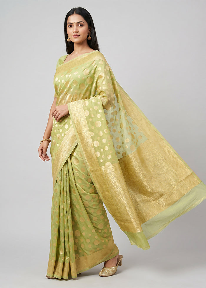 Green Cotton Saree With Blouse Piece