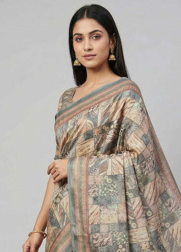 Multicolor Dupion Silk Saree With Blouse Piece