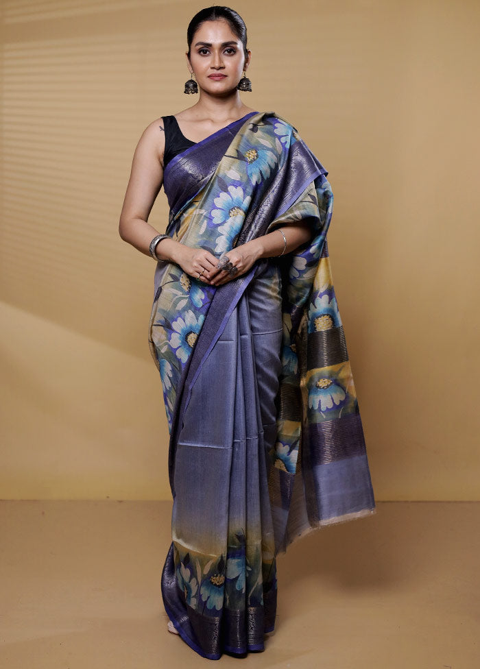 Multicolor Tussar Silk Saree With Blouse Piece