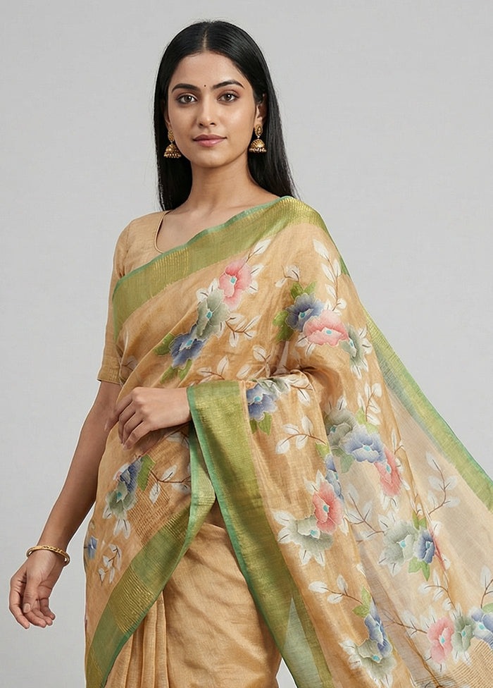Multicolor Handloom Tussar Pure Silk Saree With Blouse Piece