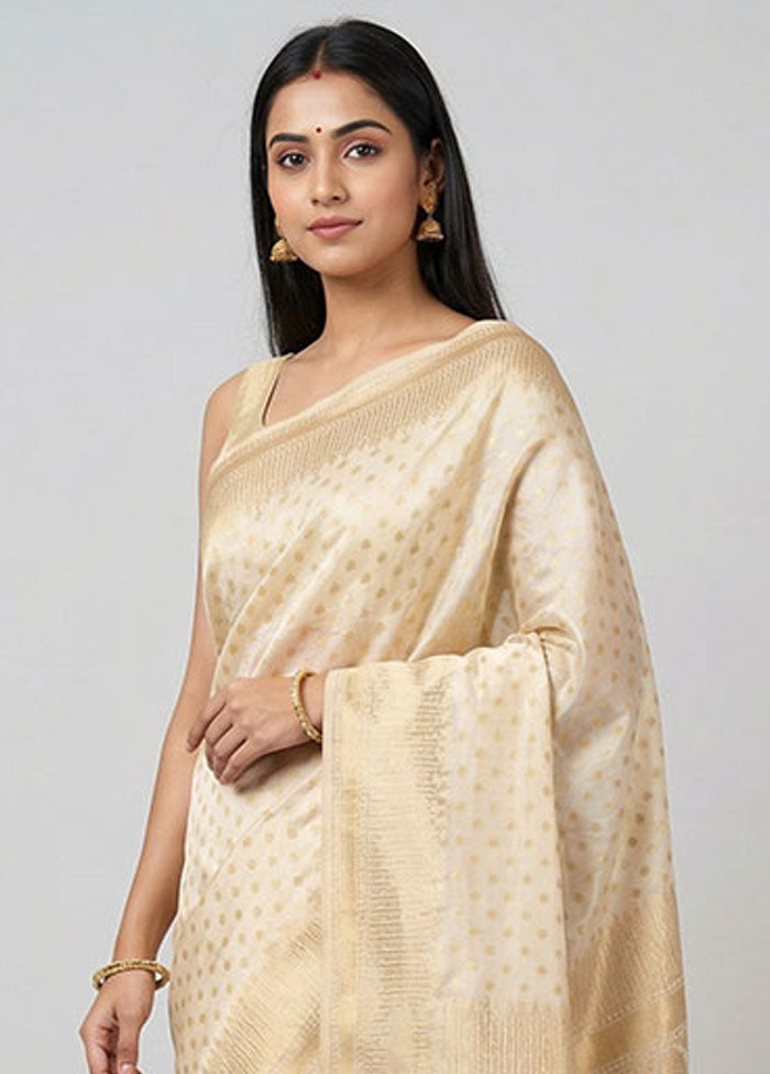 White Dupion Silk Saree With Blouse Piece