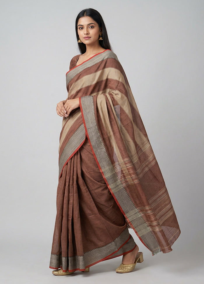 Cream Cotton Saree With Blouse Piece