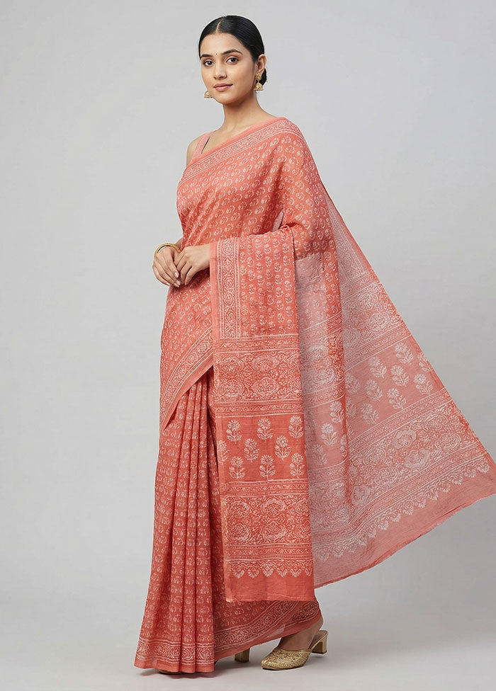 Red Tussar Silk Saree With Blouse Piece