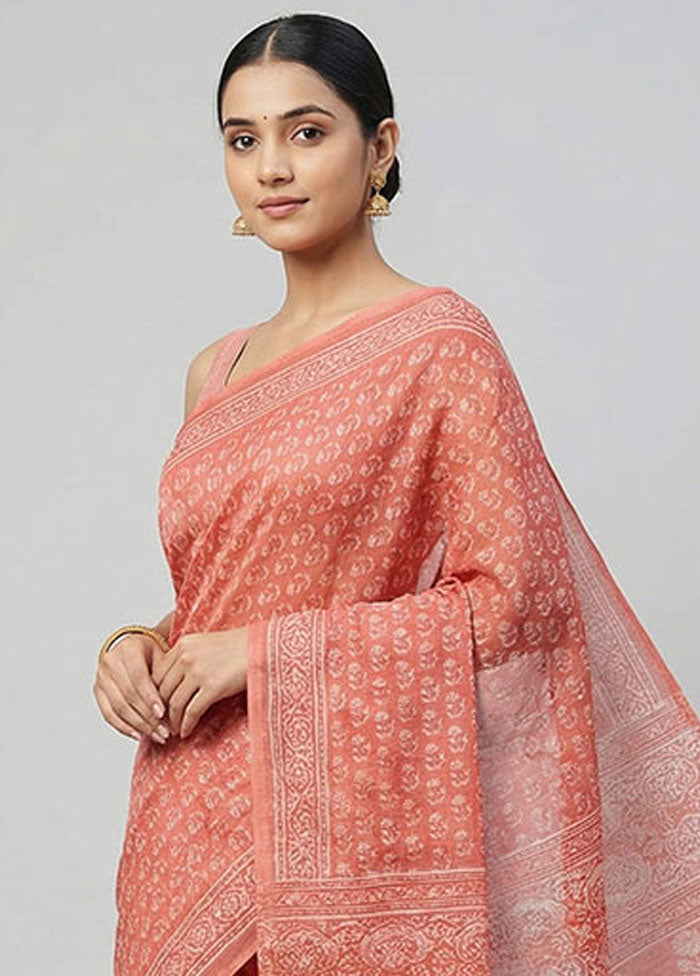 Red Tussar Silk Saree With Blouse Piece