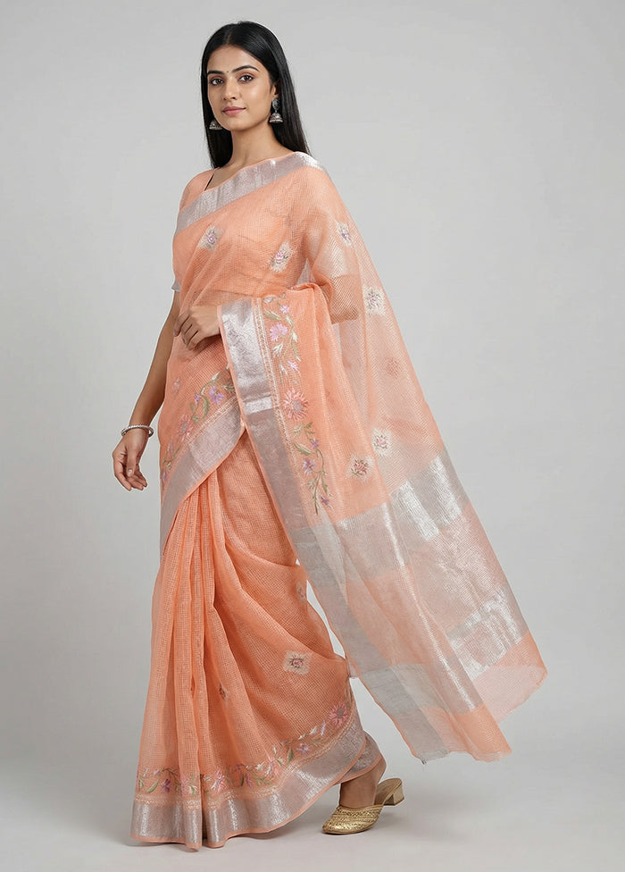 Pink Cotton Saree With Blouse Piece