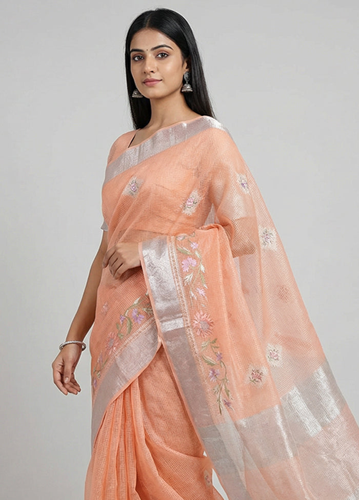 Pink Cotton Saree With Blouse Piece