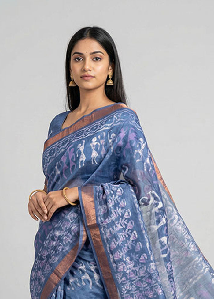 Purple Tussar Silk Saree With Blouse Piece